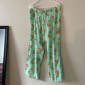 Old Navy pajama pants, large, mint green (santa on the beach pattern)